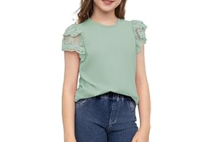 blibean Teen Girls Tshirt Cotton Flowy Short Sleeve Button Tops Size 6-15 Years