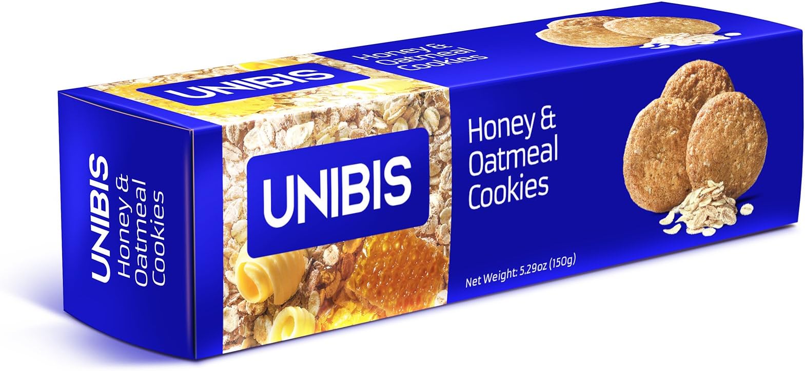 Honey and Oatmeal Cookies - Pack of 3 X 150 Grams - 1 Pound - UNIBIS