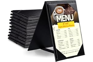 ONLVAN Leather Table Tent Leather Menu Holder Sign Display Black Menu Covers for Cafes Bars or Restaurant for 4×6 Inch Menus (10 Packs/4×6 inch)