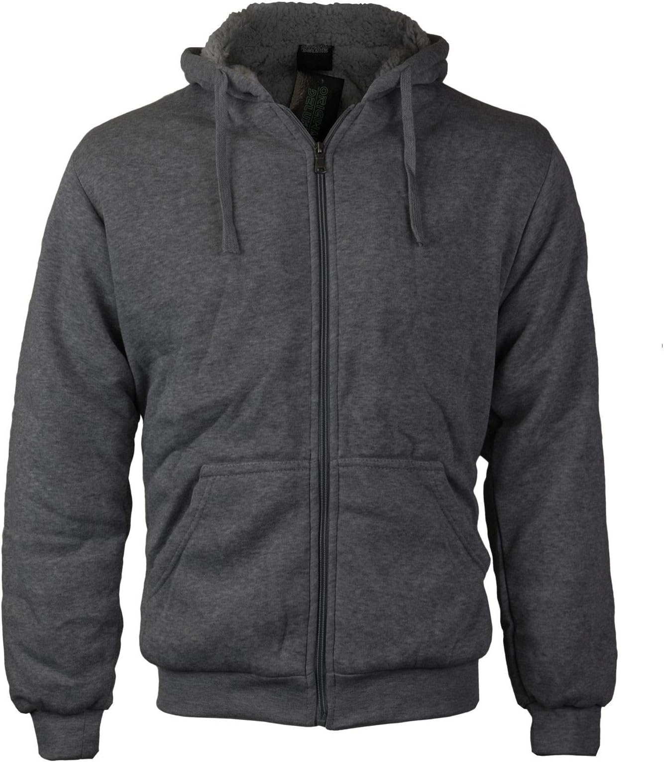 vkwear Men's Athletic Soft Sherpa Lined Fleece Zip Up Hoodie Sweater Jacket