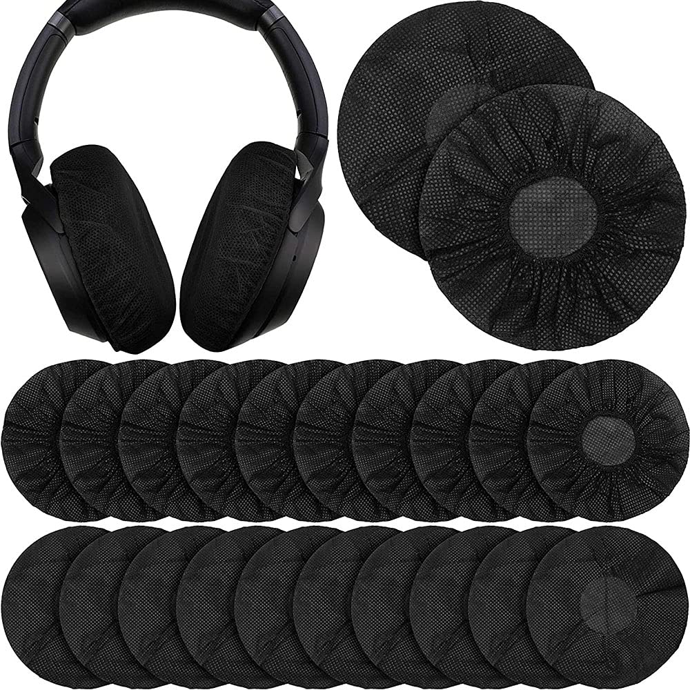 SDFAA 100 Pieces Headphone Covers, Non-woven Fabric, Black, for Most On Ear Headphones, Gaming Headset