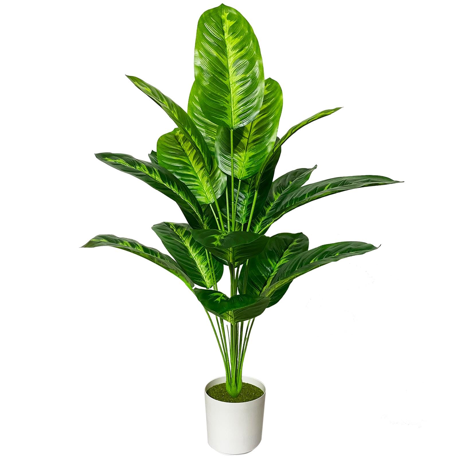 AIVORIUY Artificial Plant in Pots Fake Plants Indoor Outdoor, Faux Potted Tree Tropical Palm Floor Plants for Home Office Living Room Bedroom Decor Housewarming Gift (80cm Striped Banana)