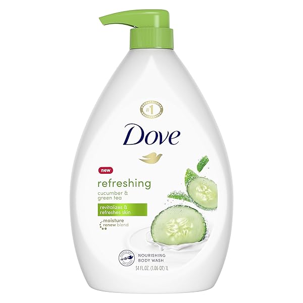 DOVE BODY WASH PUMP FOR DRY SKIN CUCUMBER AND GREEN TEA SULFATE FREE BODY WASH 34 OZ