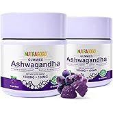 Ashwagandha Gummies & Vitamin D3 Gummies Organic Aswangdha Supplement for Improve Sleep, Stress Relief & Mood Calm (Grape Berry,Non-GMO, Gluten-Free & Sugar Free)-2 Pack