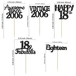 Gyufise 30Pcs Vintage 2006 Cupcake Toppers Glitter