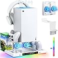 MENEEA Upgraded Cooling Fan Charging Station for Xbox Series X Console & Controller, Dual Charger Dock & Cooler System Stand with 15 Colorful Lights for Xbox Series X Accessories Kit