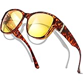 SIPHEW Night Vision Fit Over Glasses Sunglasses for Women, Polarized Night Glasses for Driving & Outdoors