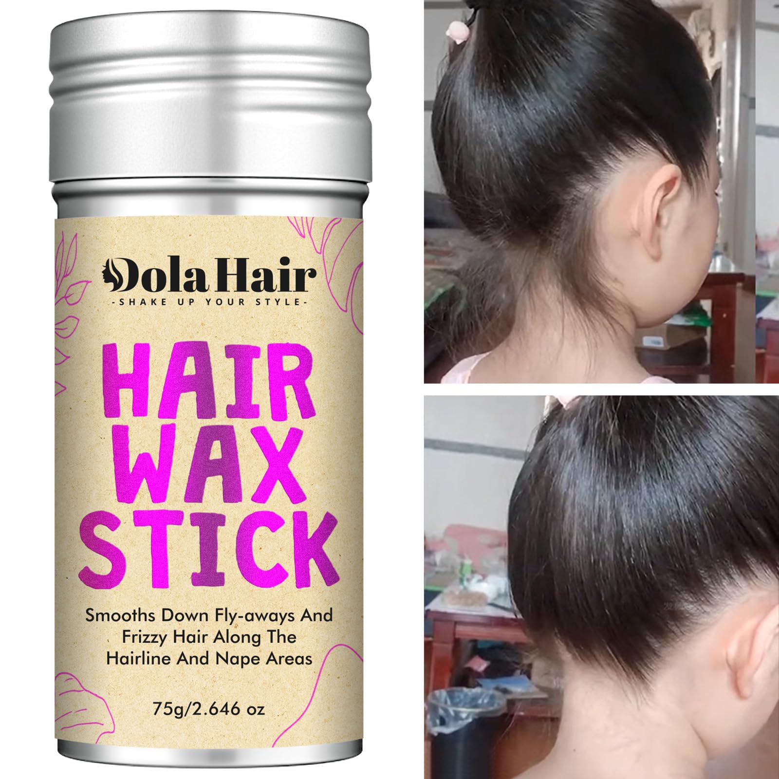 Dolahair Hair Wax Stick - Flyaway Control and Styling Pomade for Kids, Women, and Men - Hair Bun Maker and Accessorie stocking stuffers for teen girls (1 Pack of Wax)
