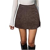 Milumia Women's High Waisted Corduroy Mini Skort Y2k Button Side Slit A Line Skirt Shorts