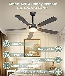 JOFIOS Ceiling Fans with Lights,52 inch Ceiling Fan