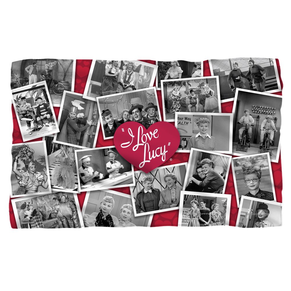 I Love Lucy Time After Time Fleece Blanket Throw White 36x58