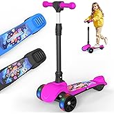 VOLPAM C001 Electric Scooter for Kids, 80W Motor, Max Safe Speed 5MPH, 3 Adjustable Height, Lean-to-Steer, 3.5" Lighted Up Wheel, Foldable Scooter for Boys & Girls, Max Load 110lbs