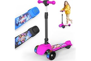 VOLPAM Kids Electric Scooter, 250W/80W Motor, 3 Speed Mode & Max Speed 9 MPH, Max Range 10 Miles, 3.5''/6.5'' Tires, 2 Wheels and 3 Wheels Choice