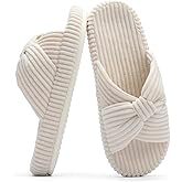 Chantomoo Slippers for Women Memory Foam House Bedroom Corduroy Bow Crossbands Slipper Shoes Comfy Trendy Gift Slippers