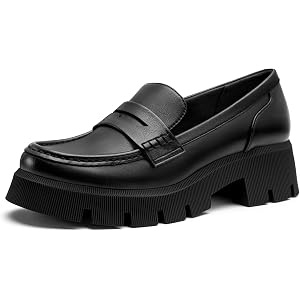 FITORY Loafers for Womens Dress Shoes Slip on Penny Loafers Platform | Business Casual Non-Slip for Daily Office Work Dressy