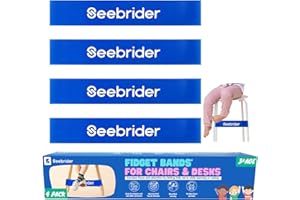 SEEBRIDER Fidget Bands for Classroom Chairs, 4 PCS Chair Bands for Kids with Fidgety Feet Stretch Foot Band Sensory Needs ADHD Chairs Desks Bands (Blue)
