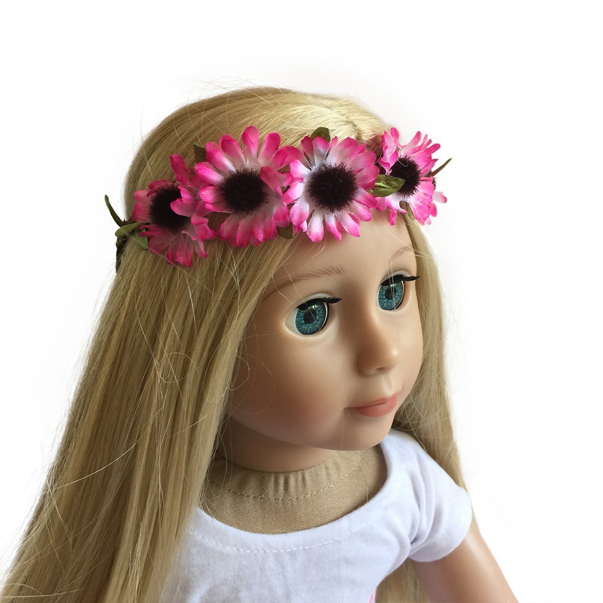 The New York Doll collection 18 inch/46 cm Doll Headband – Floral Pink Sunflower Wreath - Hair Accessories for 18 inch/ 46 cm Dolls