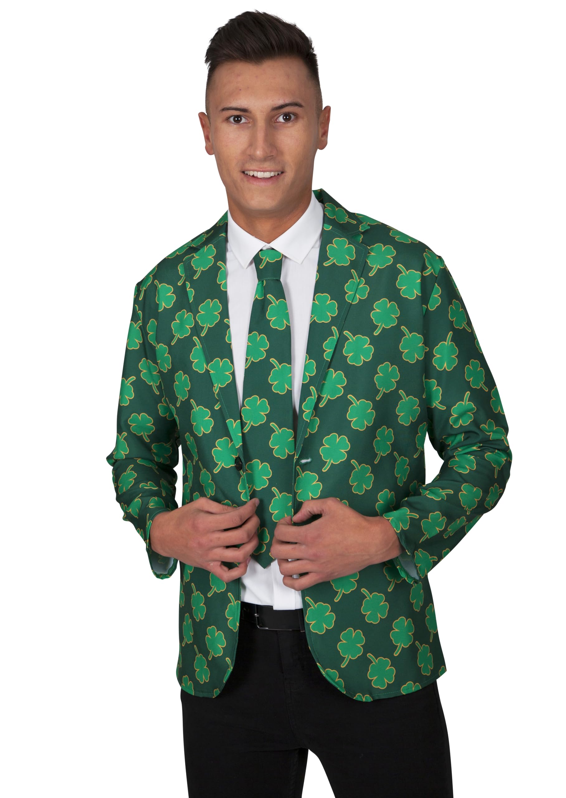Wicked Costumes Mens Irish Shamrock Jacket & Tie Fancy Dress Set - Large