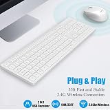 LeadsaiL Wireless Keyboard and Mouse Set 2.4GHz UK Full Size 12 Shortcuts White view 2