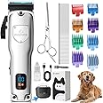 FuzzyFix Dog Clippers for Grooming for Thick Heavy Coats, Professional Pet Grooming Clippers Supplies Kit Low Noise Rechargeable Stainless Steel Hair Trimmer with Ceramic Blade for Dogs Cats Animals
