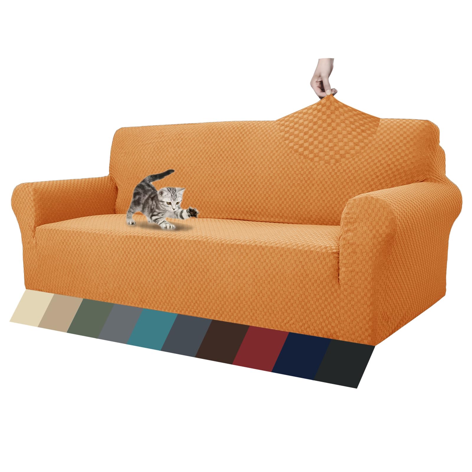 ZNSAYOTX 1 Piece Jacquard Couch Covers for 3 Cushion Couch High Stretch ...