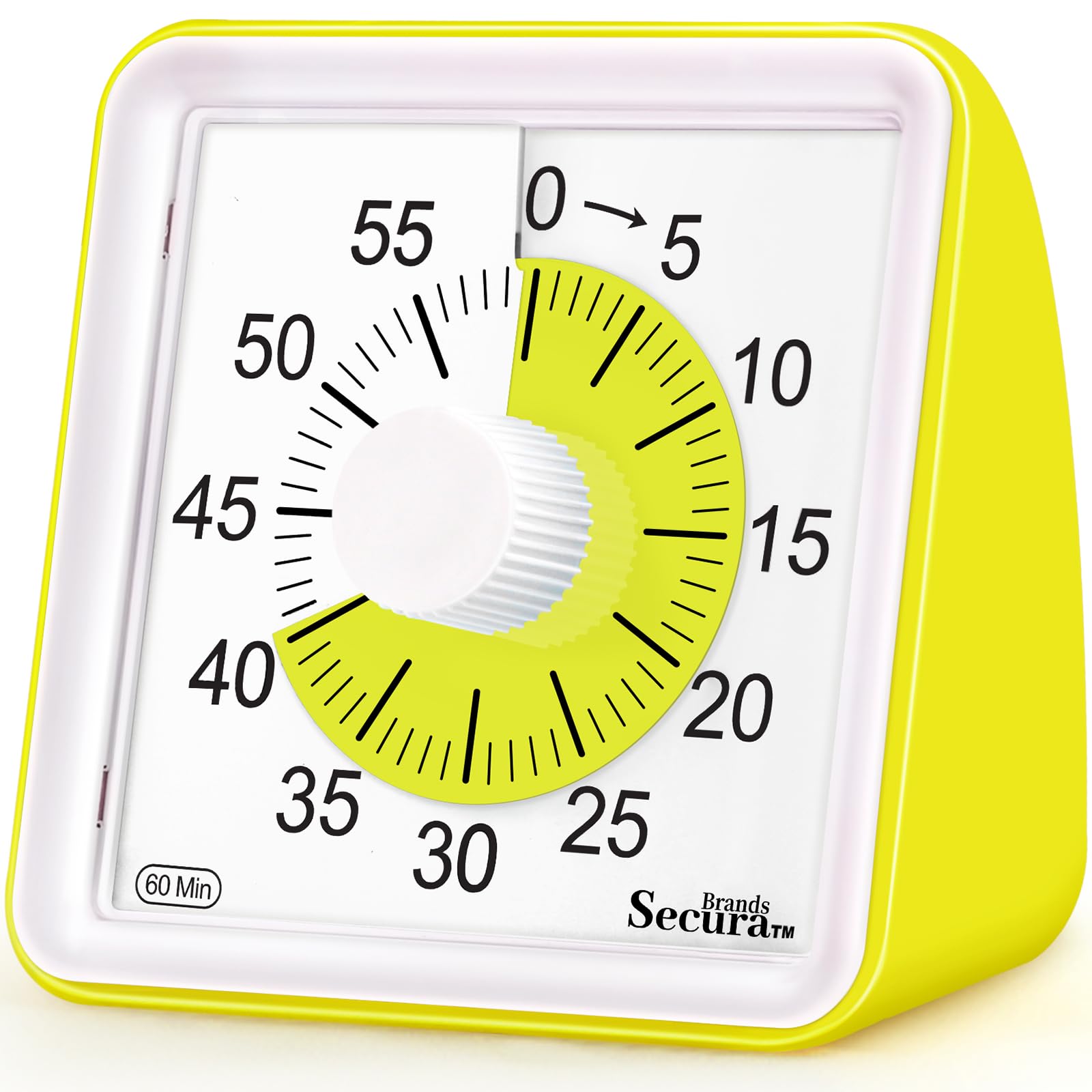 Photo 1 of Secura 60 Minute Essential Visual Timer for Kids, Countdown Clock Timer for Special Education, Classroom, School, Desk, Home, Office, Silent Non-Ticking Time Management Tool (Yellow & Yellow)