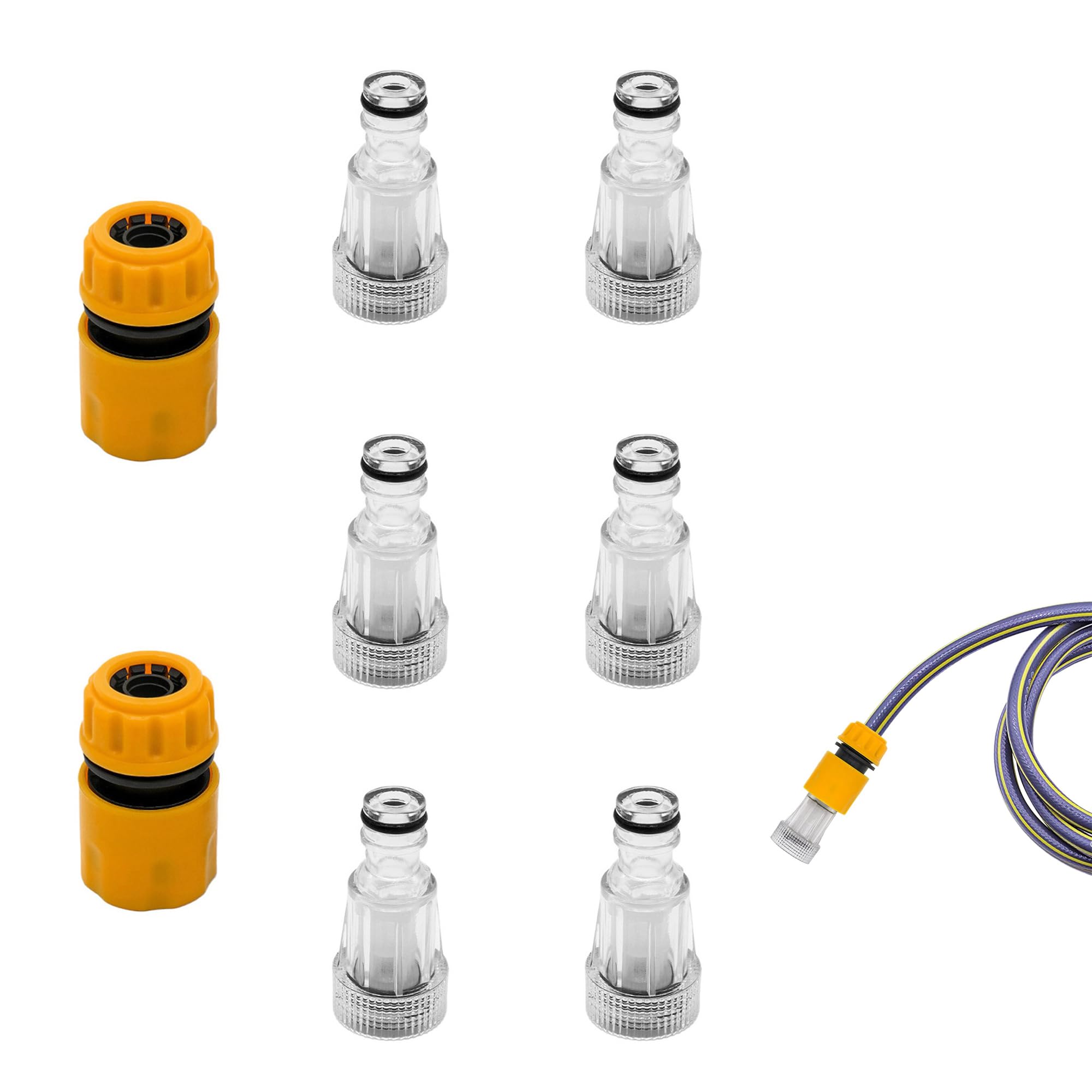 LONGHAO 6-Pack Silver Plastic Garden Hose Filters with 2 Quick Connectors for Pressure Washer, Garden Pump, Motorhome (#1)