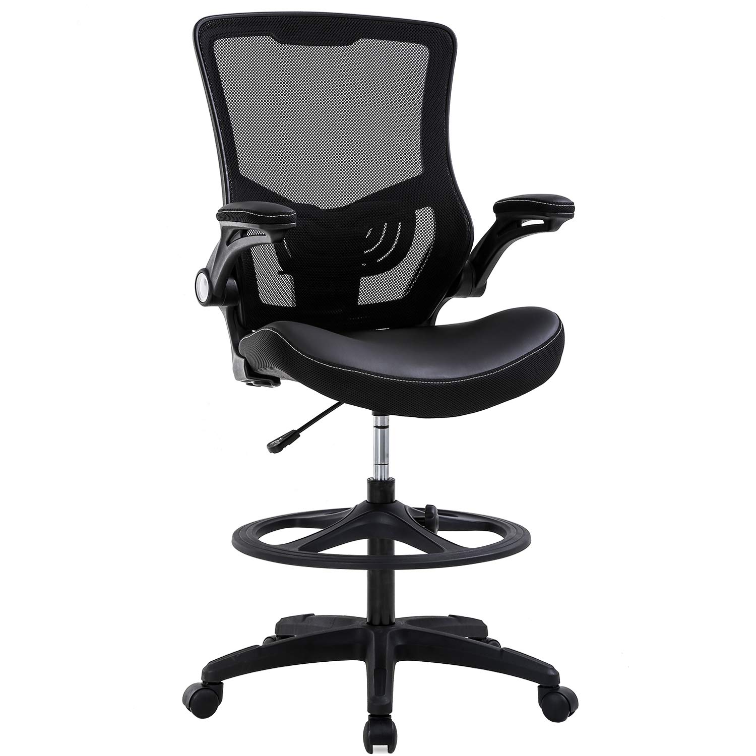 Photo 1 of ***missing pieces and no directions
BestOffice Drafting Chair Ergonomic Tall Office Chair Standing Desk Chair with Flip Up Arms Foot Rest Back Support Adjustable Height Mesh Drafting Stool, Black