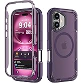 DEERLAMN Magnetic Shockproof Case for iPhone 16 6.1-Inch, [Compatible with MagSafe] [Military Grade Drop Protection] Translucent 2-Layer Durable Bumper Heavy Duty Protecive Phone Cover, Dark Purple