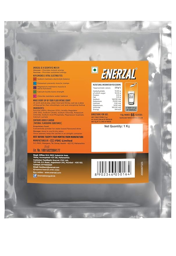 Enerzal Energy Drink Powder, Orange, 1 kg Amazon.in Health & Personal