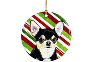 Caroline's Treasures Chihuahua Candy Cane Holiday Christmas Ceramic Ornament Christmas Tree Hanging Decorations for Home Christmas Holiday, Party, Gift, 3 in, Multicolor