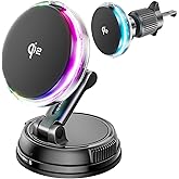 for Qi2 15W MagSafe Car Mount Charger with Cooling Fan, [Rapid Charging Cooler with RGB Lights], 78+LBS Stronger Suction Wireless Magnetic Mount on Vent/ Dash/ Windshield, for iPhone 17 16 15 14 13 12