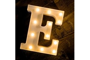 Foaky LED Letter Lights Sign Marquee Light Up Letters Sign for Night Light Wedding/Birthday Party Battery Powered Christmas Lamp Home Bar Decoration(E)