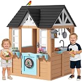BIERUM Wooden Outdoor Playhouse for Kids with Pretend Play Ages 3-8 | For Kids, Create Backyard Pretend Play with Kitchen, Birdhouse, Flowerpot Holders &amp; Mud Molds, Durable Cedar Wood Structure