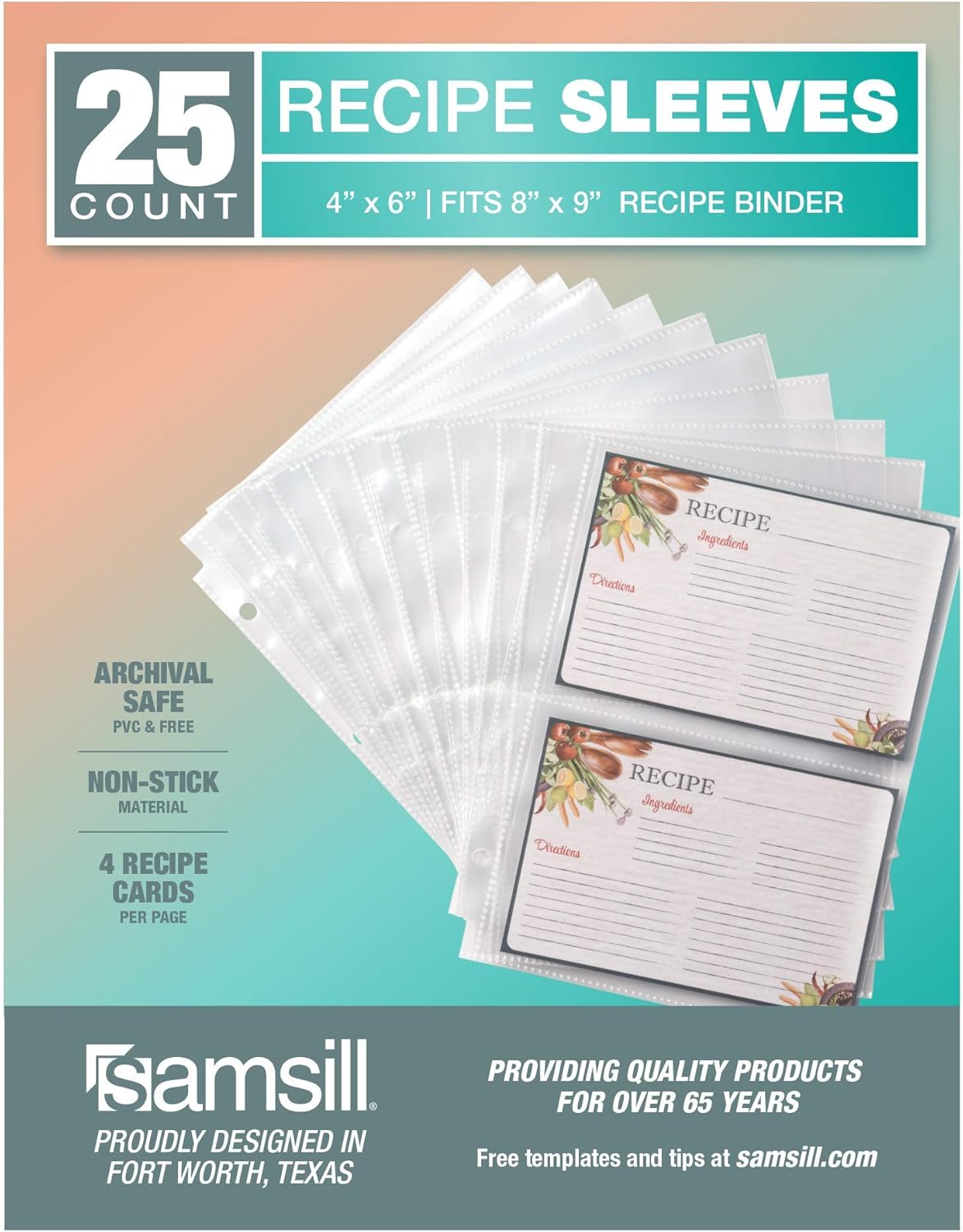 Amazon.de: Samsill Rezeptkarten-Schutzfolien, für Rezeptkarten In Place Card Template Free 6 Per Page