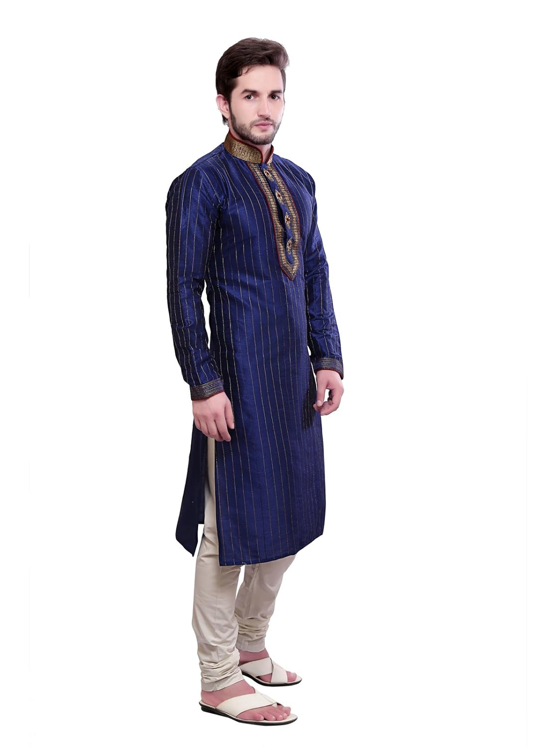 a.b.c. garments blue silk kurta and pyjama set for men