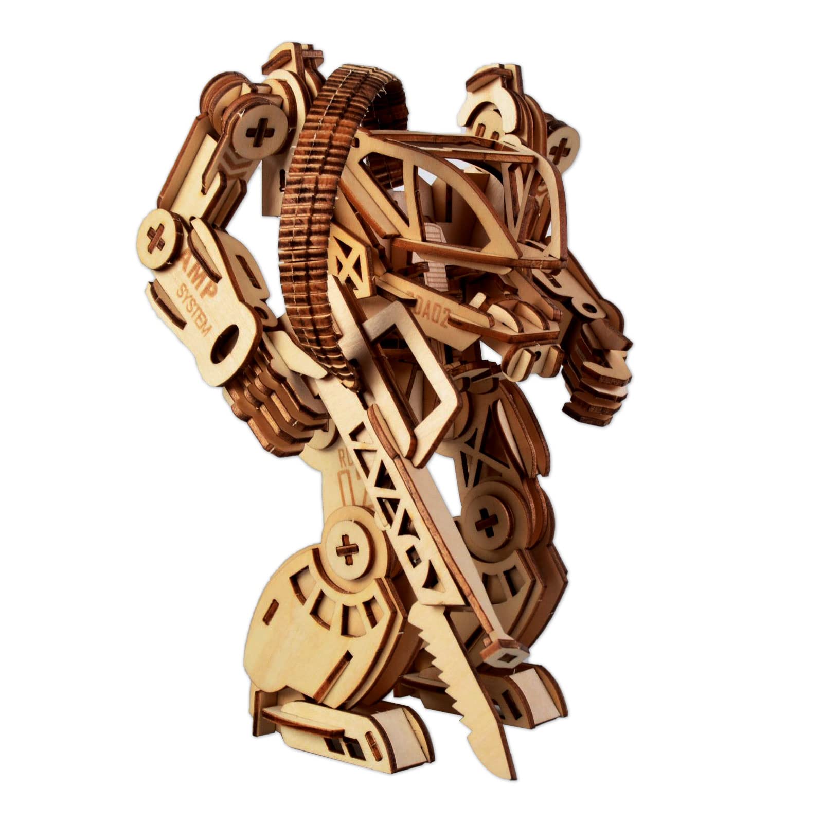 3D Wooden Puzzle DIY Robot Mechanical Armor Model Wood Craft Kit Laser-Cut Kits Engineering Gears Set Assembly
