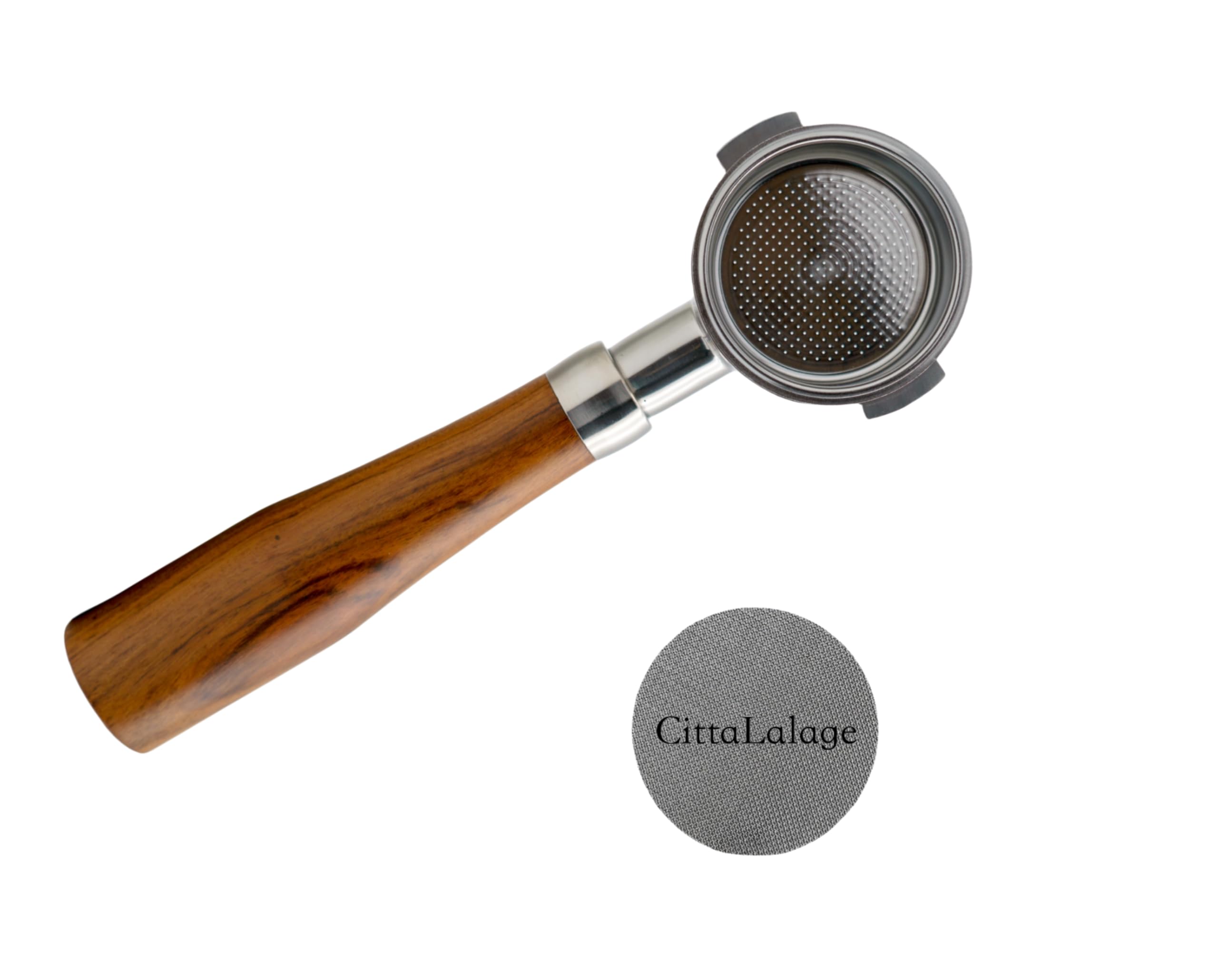 Photo 1 of Coffee Espresso 304 Stainless Steel & Wooden Bottomless Portafilter 2 Ears 51mm with Filter Basket & Puck Screen Filter Fits for Delonghi Coffee Machine ECO310/BCO430/EC260/EC155/ECP3630/ECP3120