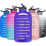 ADOLPH Large Half Gallon Motivational Water Bottle with 2 Lids (Chug and Straw), Leakproof BPA Free Tritan Sports Water Jug w