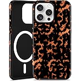 Jusy Compatible with MagSafe Brown Tortoise Shell Print Phone Case for iPhone 13 Pro, Amber Trendy Luxury Magnetic Soft TPU and Hard PC Protective Phone Cover for Women Girls - Turtle Shell