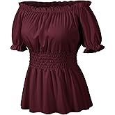 Irtysh Women Renaissance Shirt Pirate Costume Victorian Peasant Steampunk Shirt Halloween Cosplay Costume