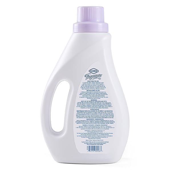 CLOROX FRAGANZIA LIQUID LAUNDRY FABRIC SOFTENER, LAVENDER WITH EUCALYPTUS SCENT – LAUNDRY ODOR ELIMINATOR, WRINKLE REDUCER AND STATIC REDUCER, 40 FL OZ