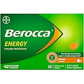 Berocca Energy Vitamin B &amp; C Orange Flavour Effervescent Tablets 60 Pack