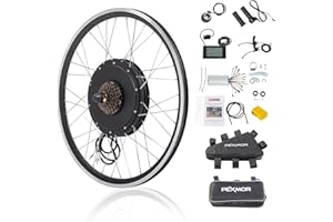 PEXMOR Electric Bike Conversion Kit, 48V 1200W 26" Front/Rear Wheel E-Bike Conversion Kit, Ebike Hub Motor Kit Upgrade 3 Mode Controller w/PAS/LCD Display/Twist Throttle Electric Bicycle Ebike Kit
