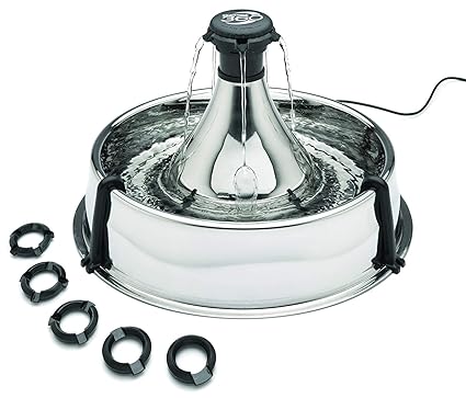 V.JUST Automatischer Haustier-Brunnen Justierbarer Edelstahl 360, Trinkbrunnen Für Katzen Und Sauerstoff-Hunde, Kein Spritzen