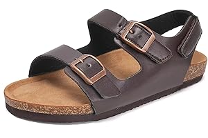 Torotto Girls Boys Sandals with Cork Footbed Adjustable Buckle Causal Slides Sandals Open Toes Flat for Kids Toddler