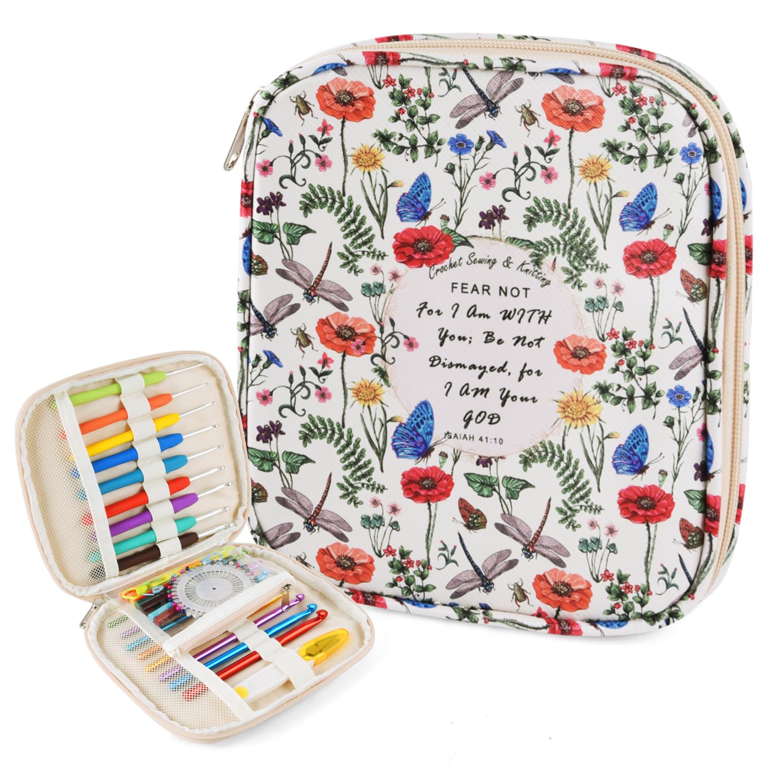Crochet Hook Case, Portable Zipper Storage Organizer Bag for Crochet Needles/Knitting Accessories, Lightweight Crochet Hook K