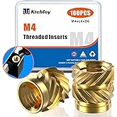 Ktehloy 100Pcs M4 Heat Set Inserts, Metric knurled Nuts Brass Heat Set Insert for Plastic Parts,Insert by Heat into 3D Printing Components (M4xL6xD6)