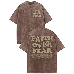 Kelxjia Christian Shirts for Men Faith Over Fear