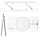 3 Pcs Basic Navigation Set, Include 16 Inch Parallel Ruler with Brass Arms Nautical Protractor Navigation Divider with Clear Scales, 6 Inch Marine Fixed Points Divider for Boat